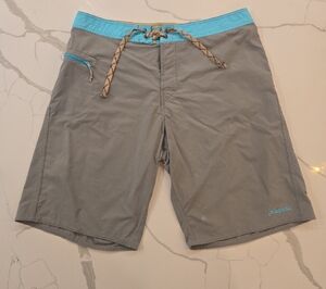 Patagonia Mens Outdoor Activewear Swim Trunks Blue Gray Size 35